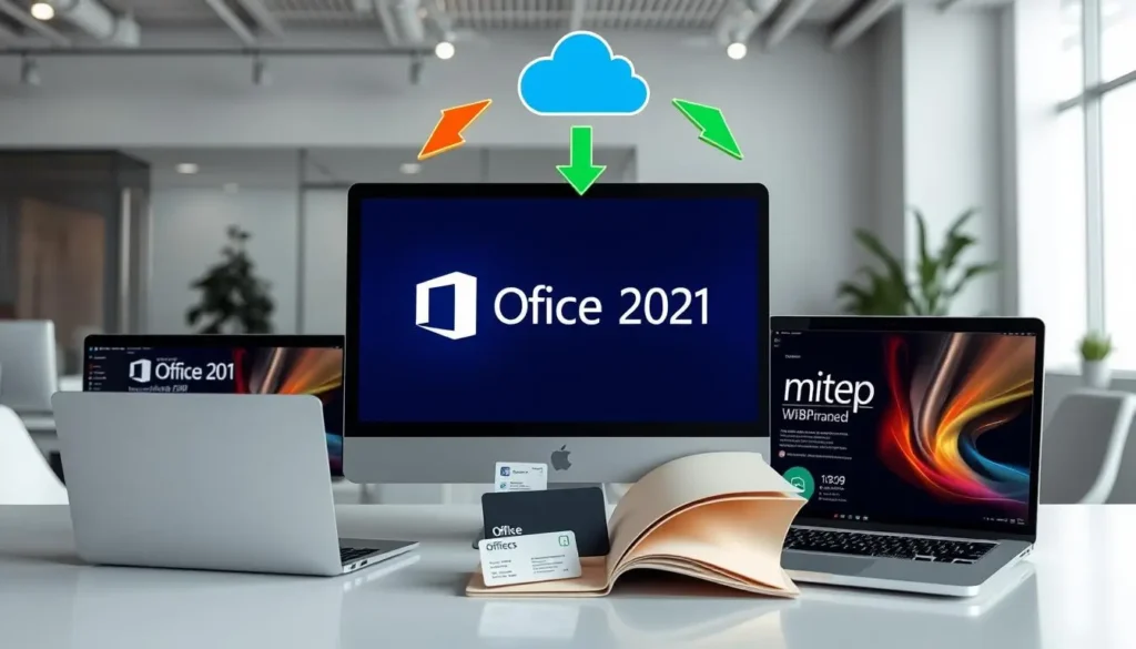 office with laptops and office 2021