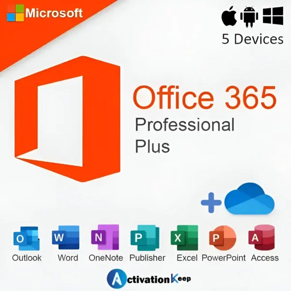 Microsoft Office 365 Pro Plus, Lifetime Account, 5 Devices Pc/mac/iOS/Android, 100GB Storage