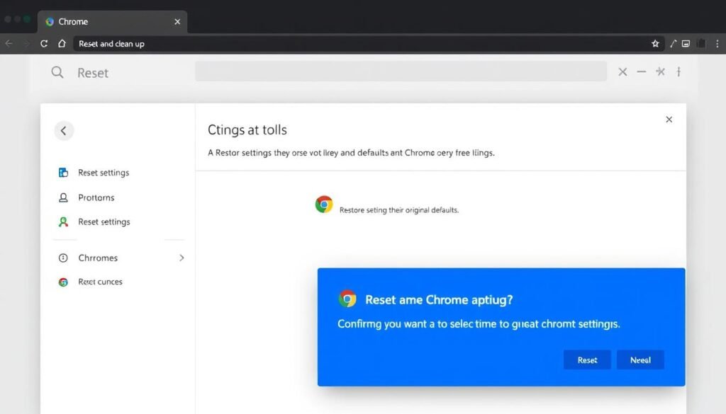 Chrome settings page showing reset options to fix Google Chrome flickering