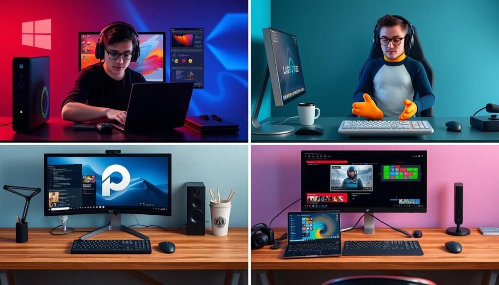 Different gamer profiles using various operating systems for their specific needs