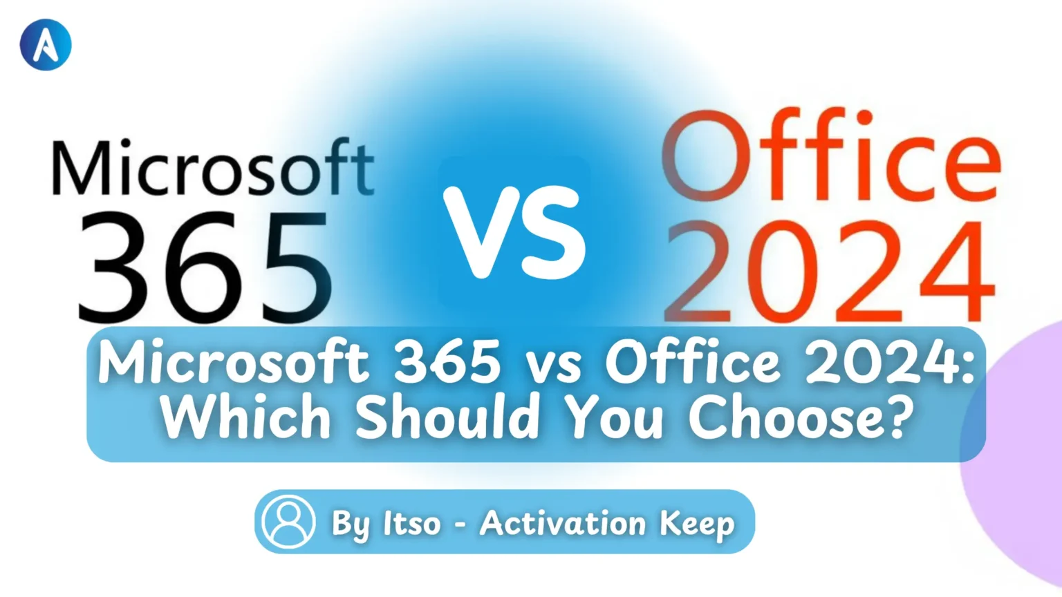 Microsoft 365 vs Office 2024 comparison showing both product logos side by side