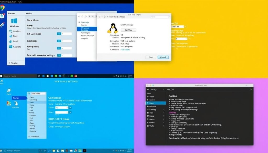 Performance optimization settings across different operating systems for gaming