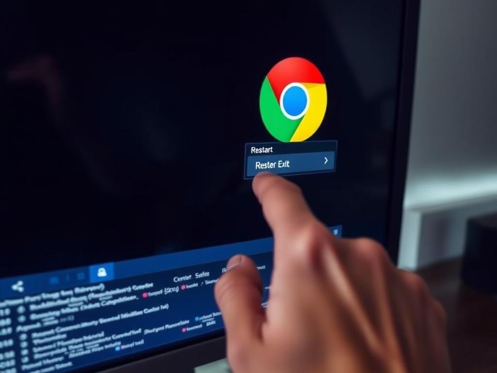 Person restarting Google Chrome browser to fix flickering issues