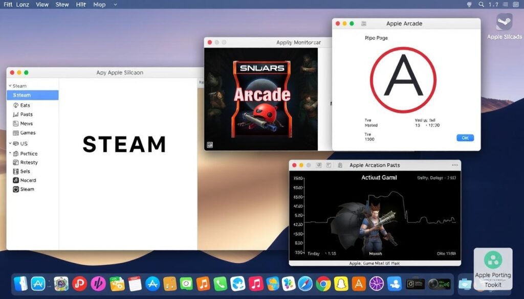 macOS gaming setup with Apple Silicon Mac running native and compatible games
