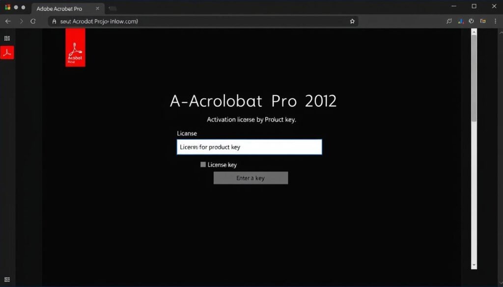 Adobe Acrobat Pro 2021 activation screen with license key entry field