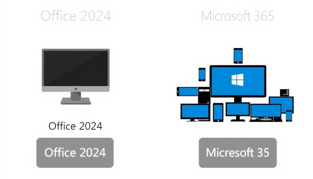 Comparison of device licensing between Office 2024 and Microsoft 365