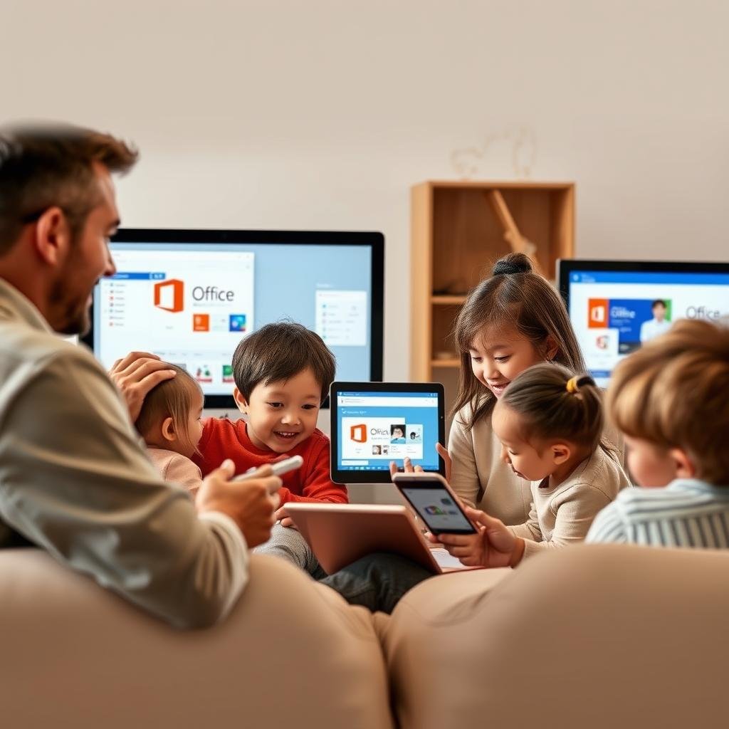 Family members sharing Microsoft 365 Family subscription across devices