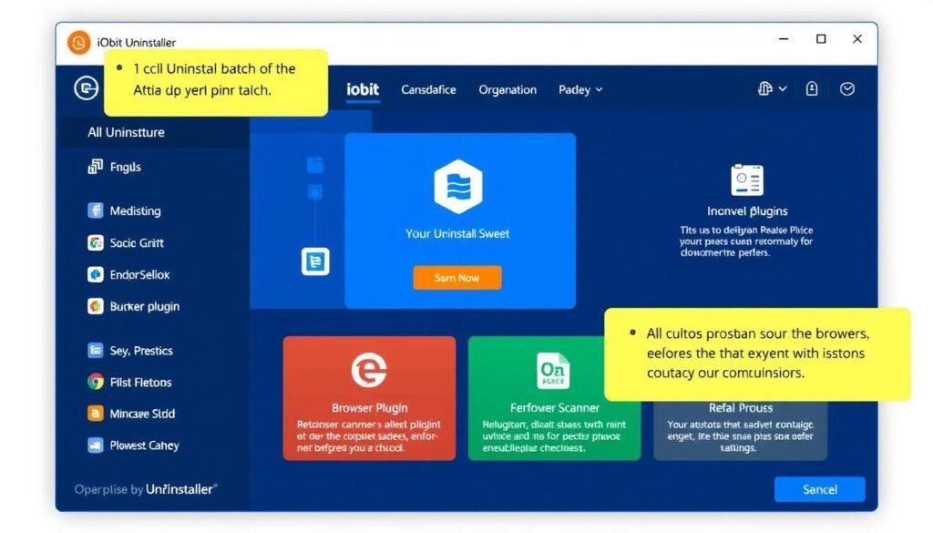 IObit Uninstaller interface showing all key features