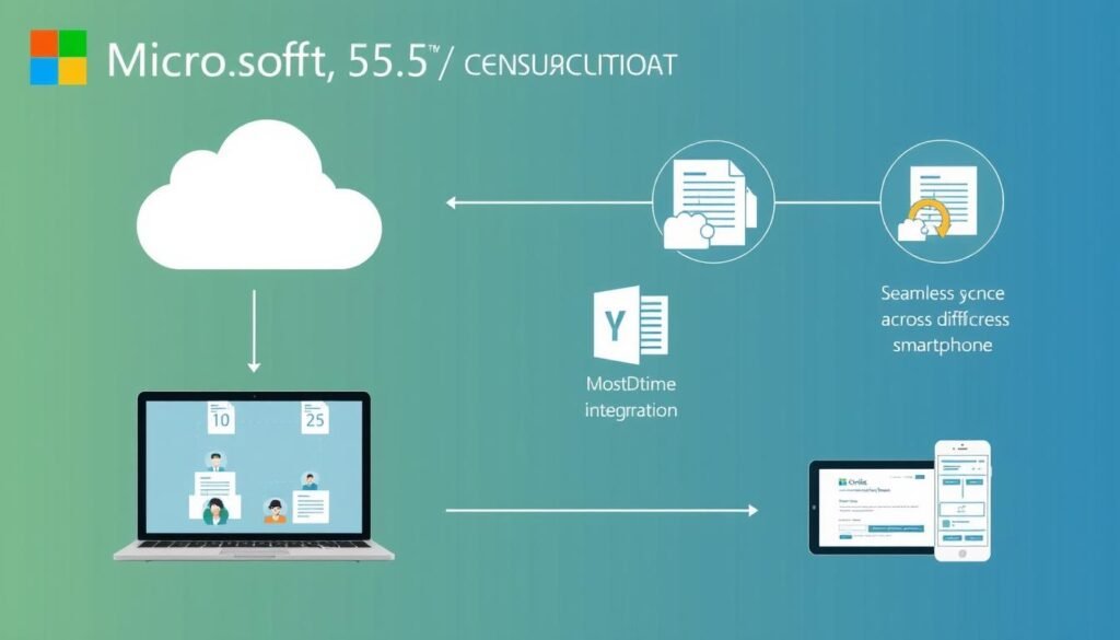 Microsoft 365 cloud integration showing OneDrive and collaboration features