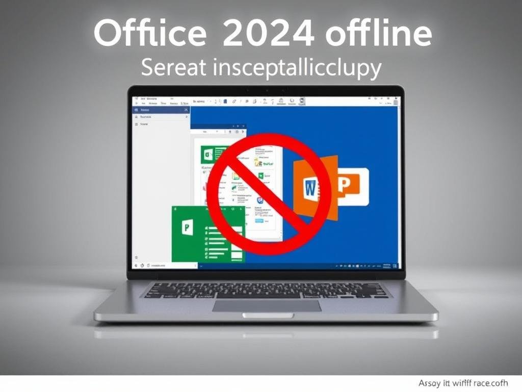 Office 2024 offline capabilities highlighted on a laptop screen