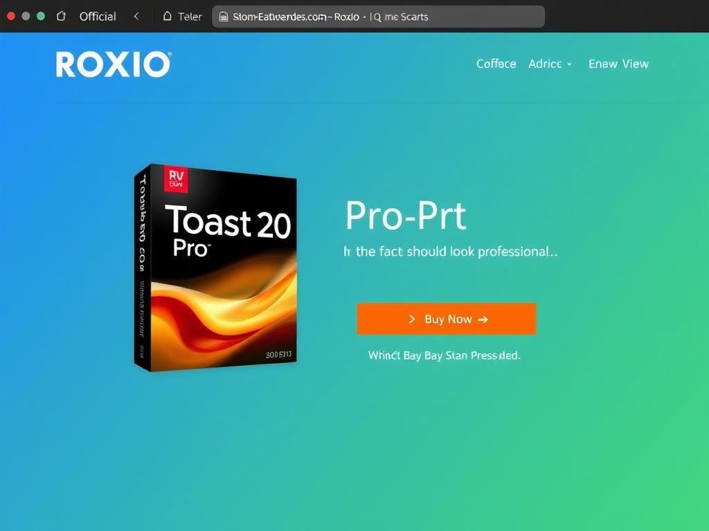 Official Roxio website showing Toast 20 Pro product page
