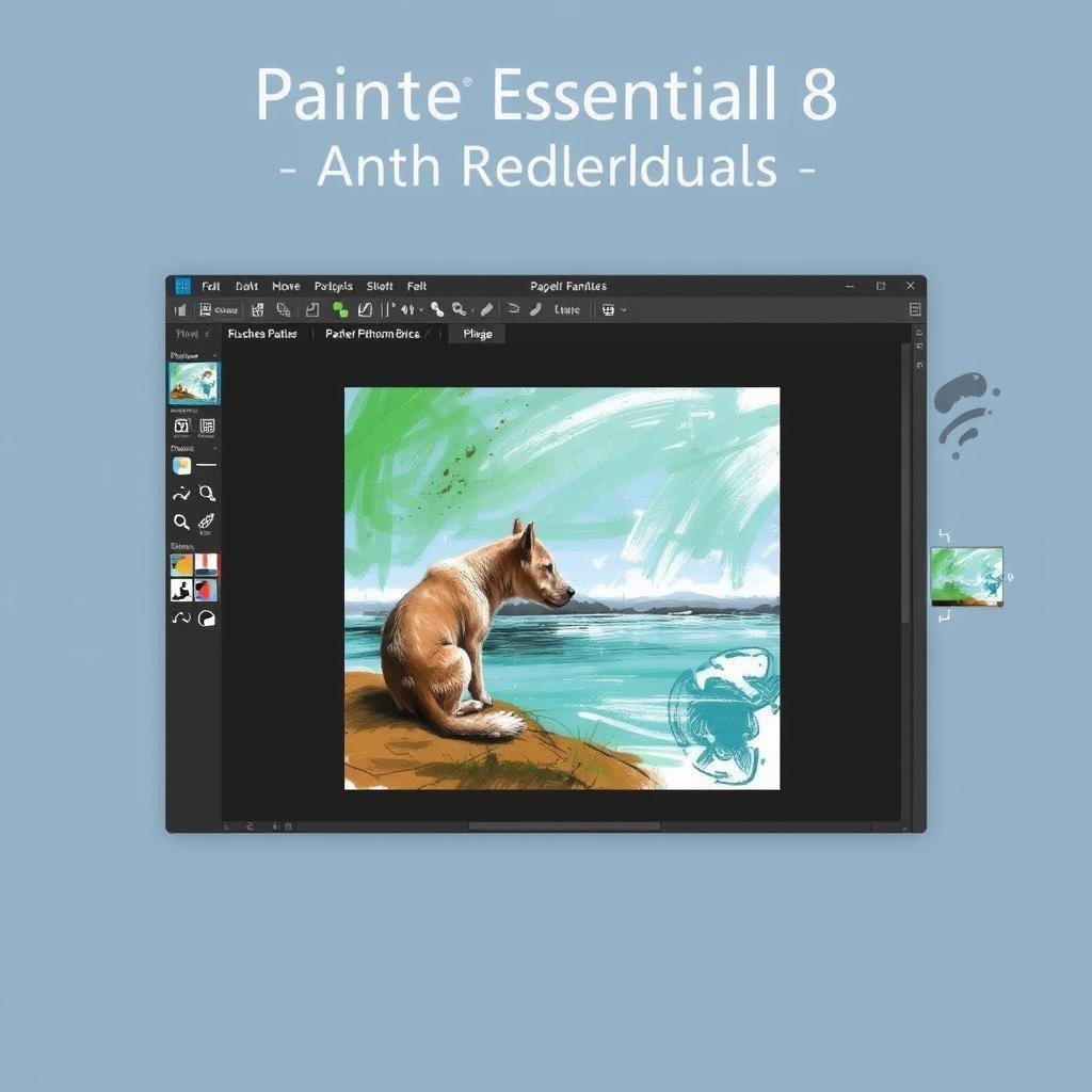 Painter Essentials 8 interface showing photo painting features