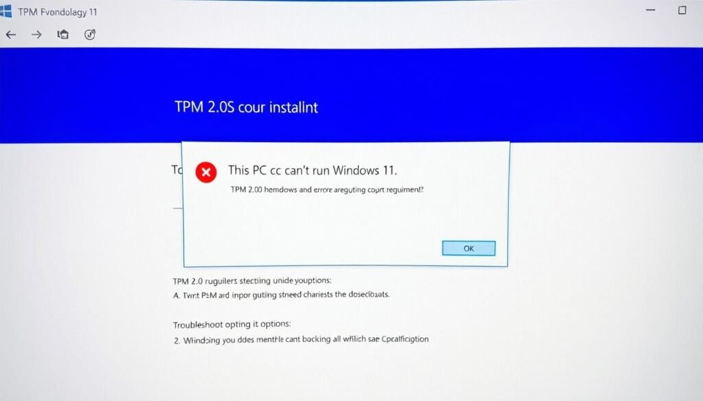 Windows 11 troubleshooting screen showing TPM error